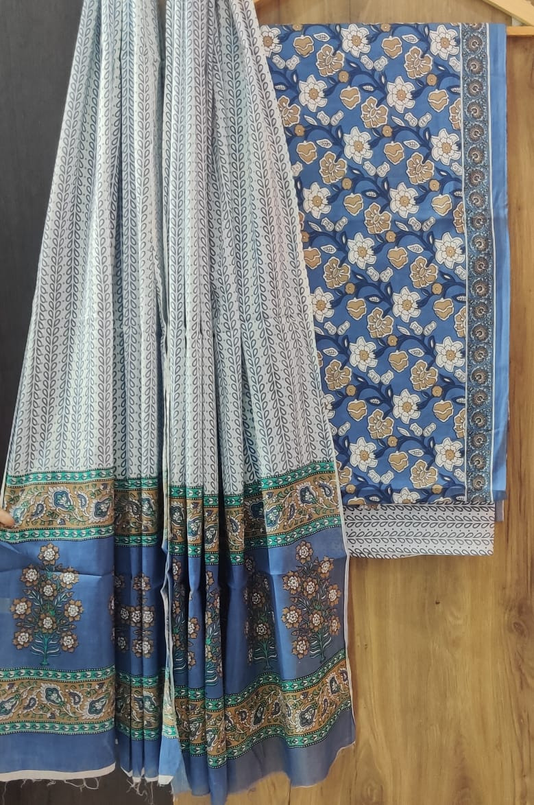 Hand Block Printed Cotton Suit Fabric Set