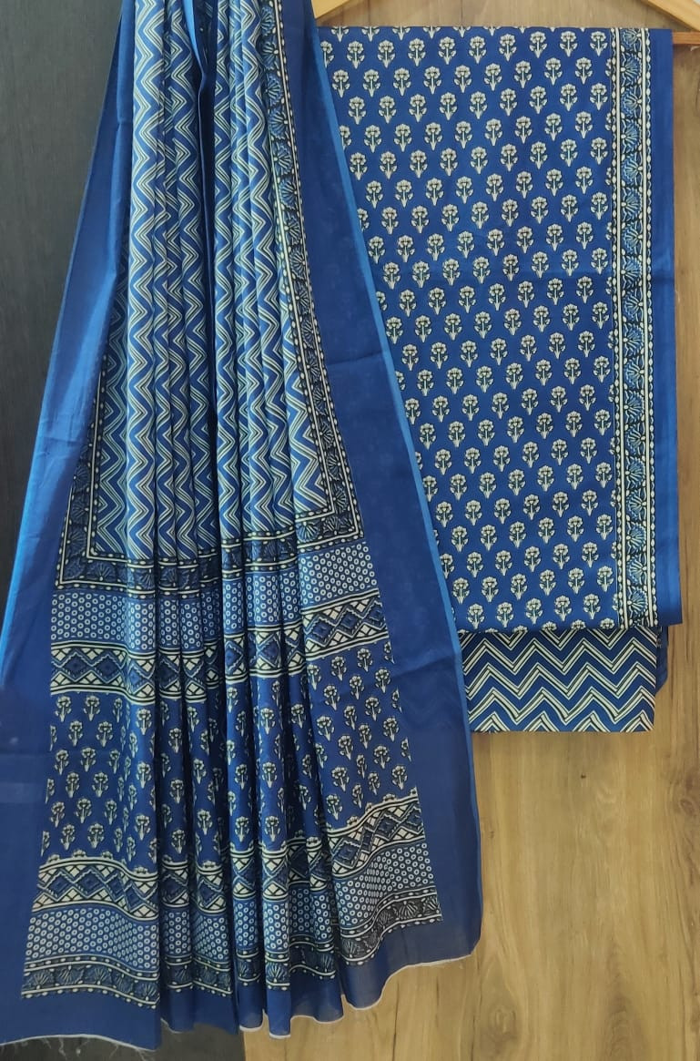 Hand Block Printed Cotton Suit Fabric Set