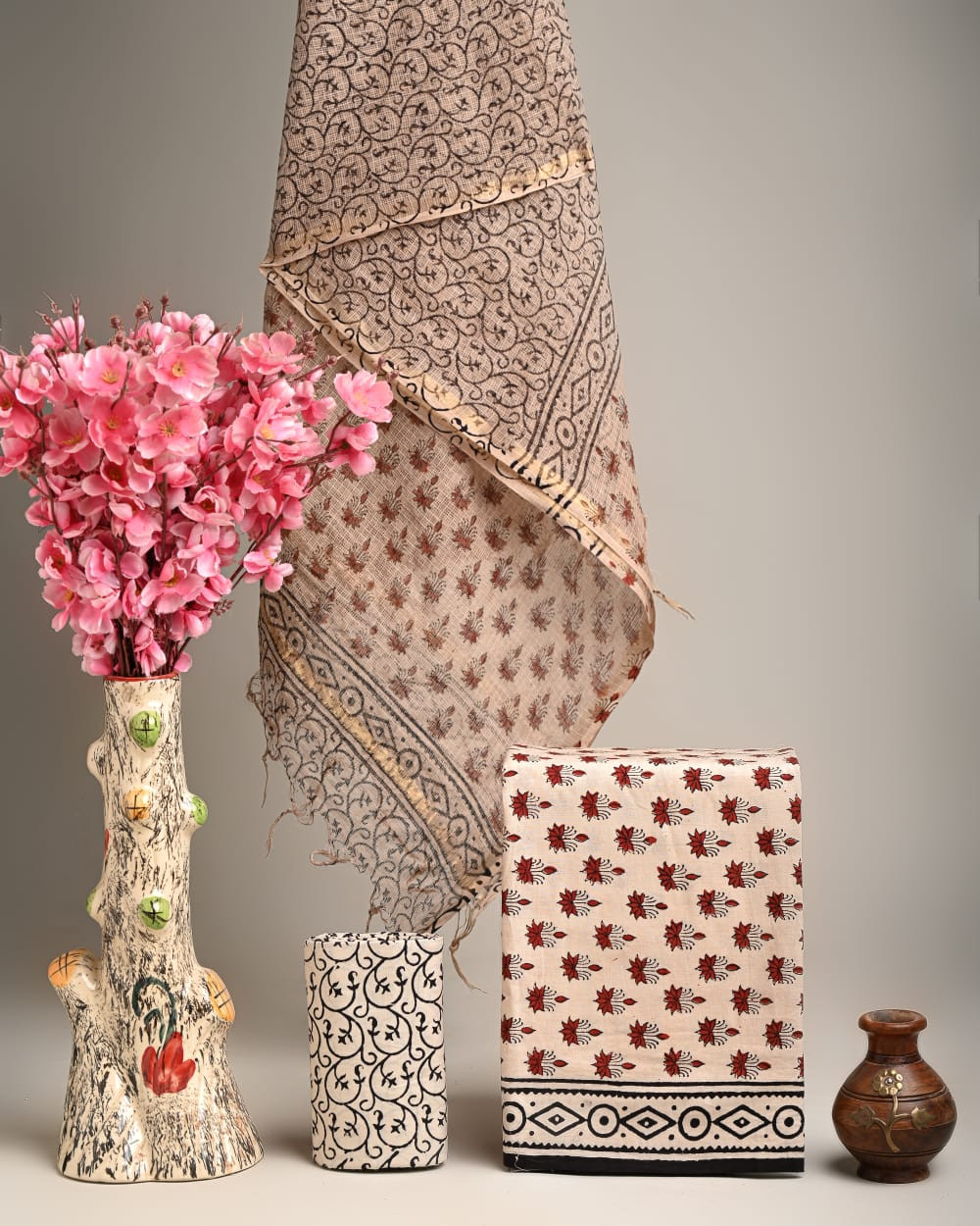 Hand Block Printed Cotton Suit Fabric Set