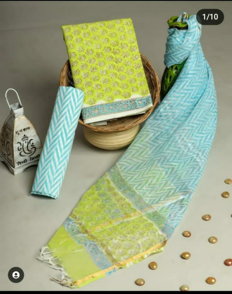Image of Hand Block Printed Cotton Suit Fabric Set
