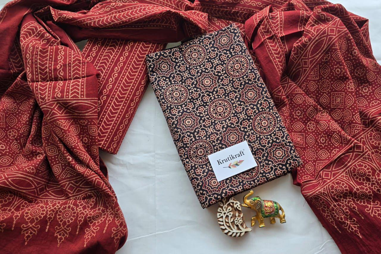 Ajrakh Block Print Cotton Suit Set