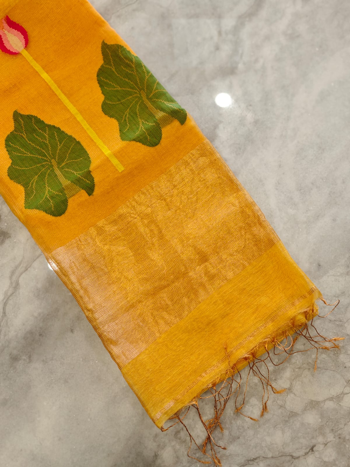 SILK LINEN LOTUS DESIGN JAMDANI SAREE