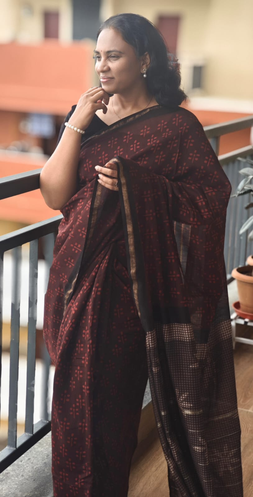Hand Block Printed Chanderi silk cotton saree
