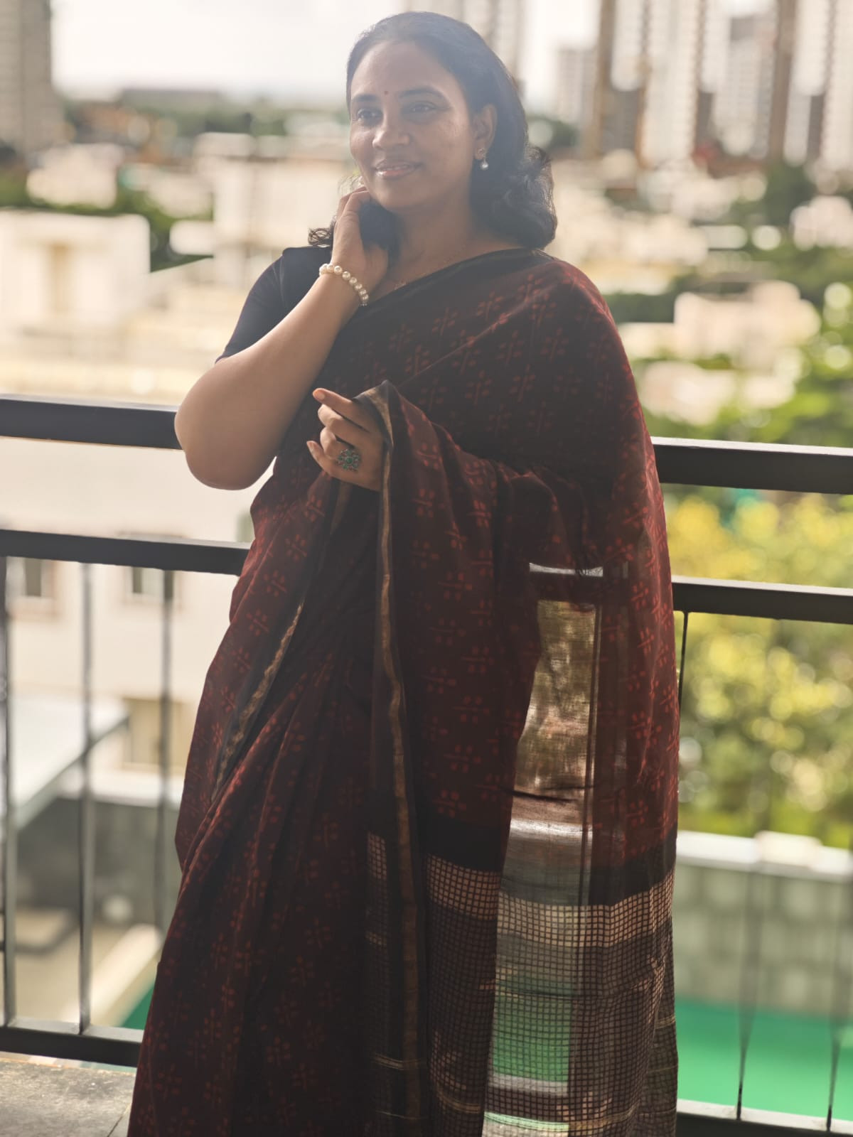 Hand Block Printed Chanderi silk cotton saree