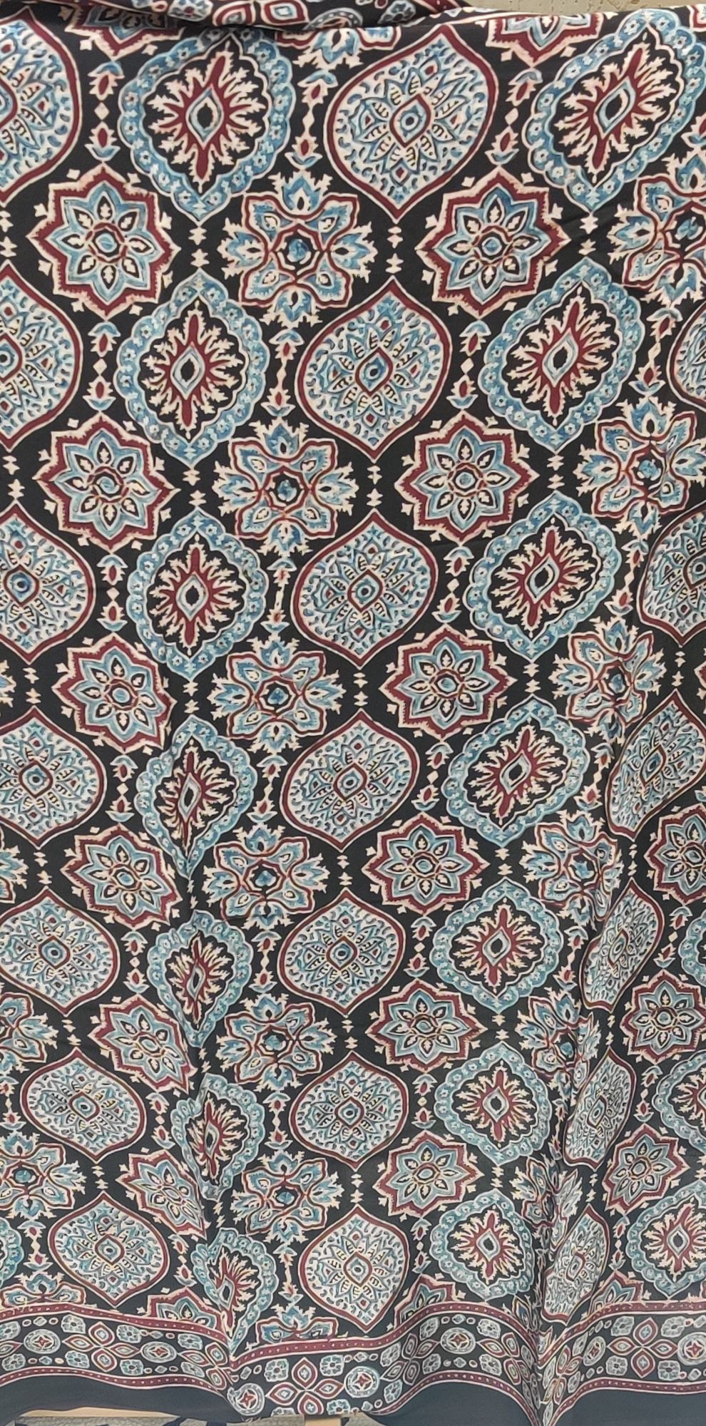 Ajrakh Handblock Printed Modal Silk Saree