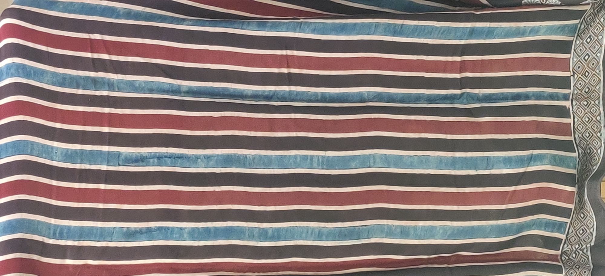 Ajrakh Handblock Printed modal silk saree