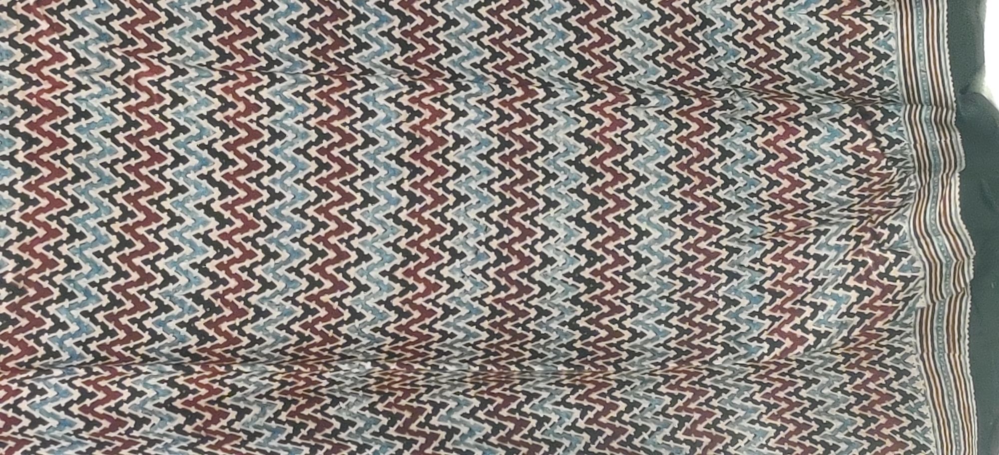 Ajrakh Handblock Printed modal silk saree