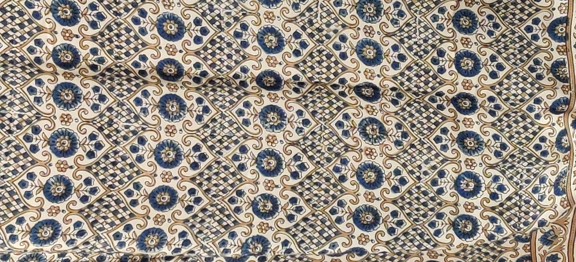 Ajrakh Handblock Printed modal silk saree