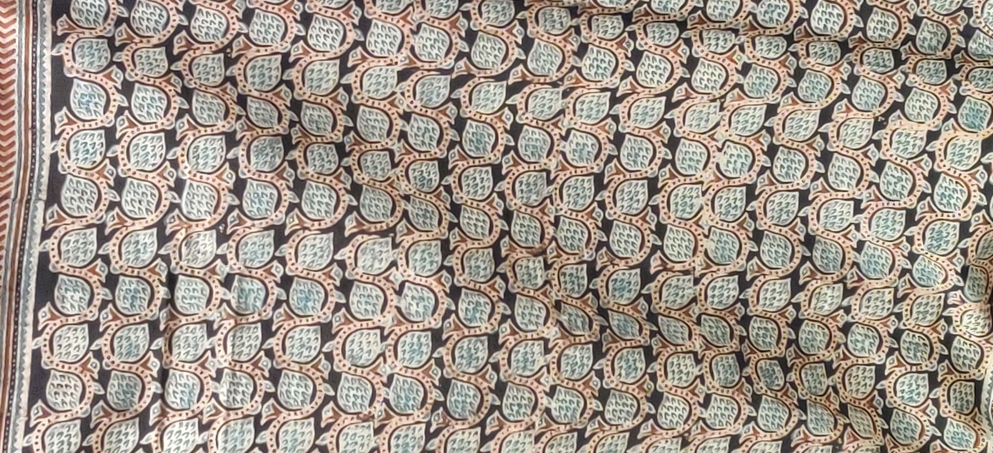 Ajrakh Handblock Printed Natural Dyed Mul Cotton Saree