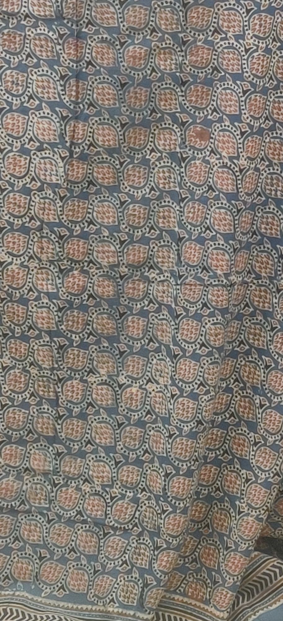 Ajrakh Handblock Printed Natural Dyed Mul Cotton Saree