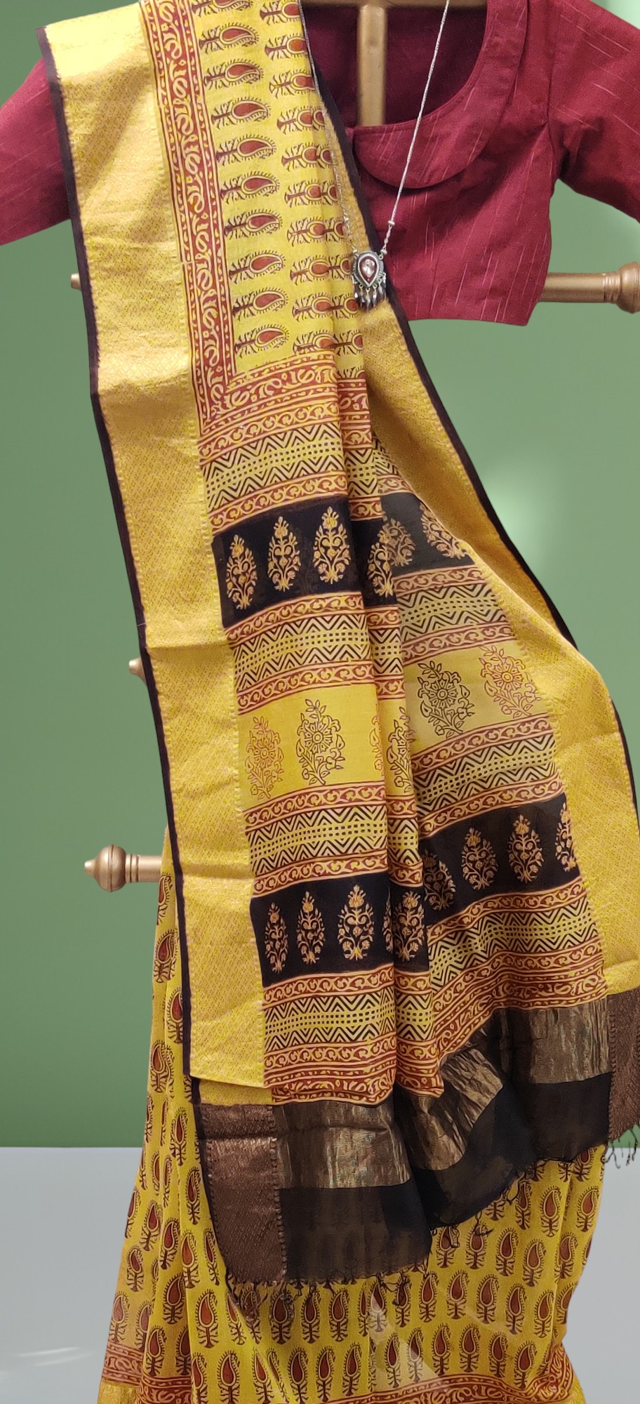 Maheshwari Bagh Print Silk Cotton Saree