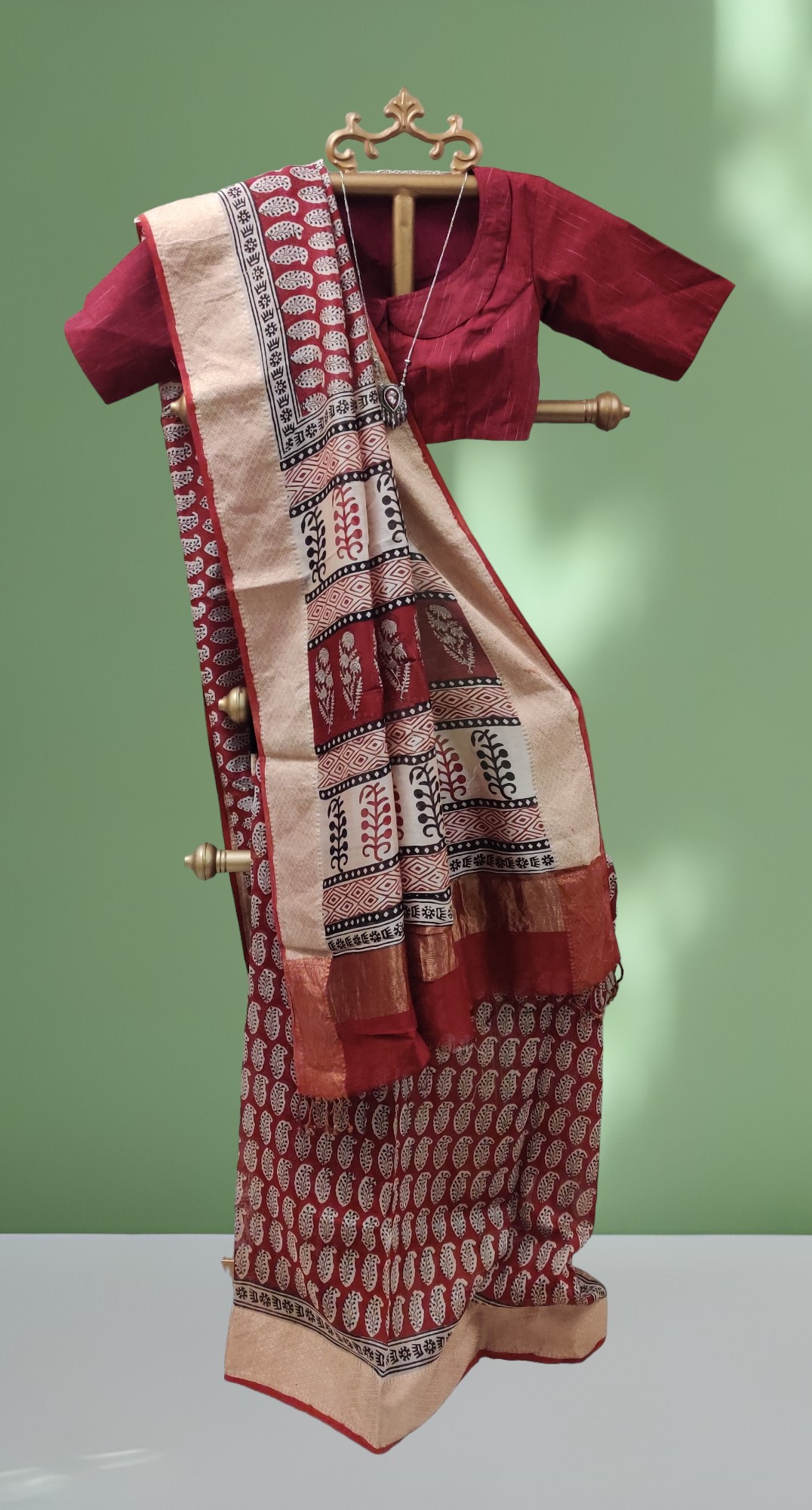 Maheshwari Bagh Print Silk Cotton Saree