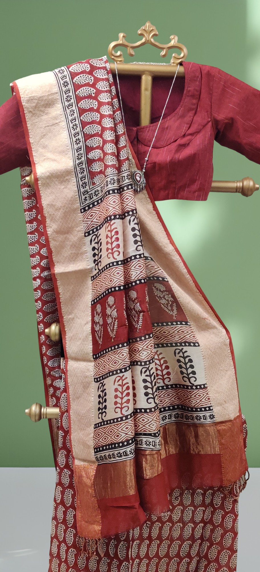 Maheshwari Bagh Print Silk Cotton Saree