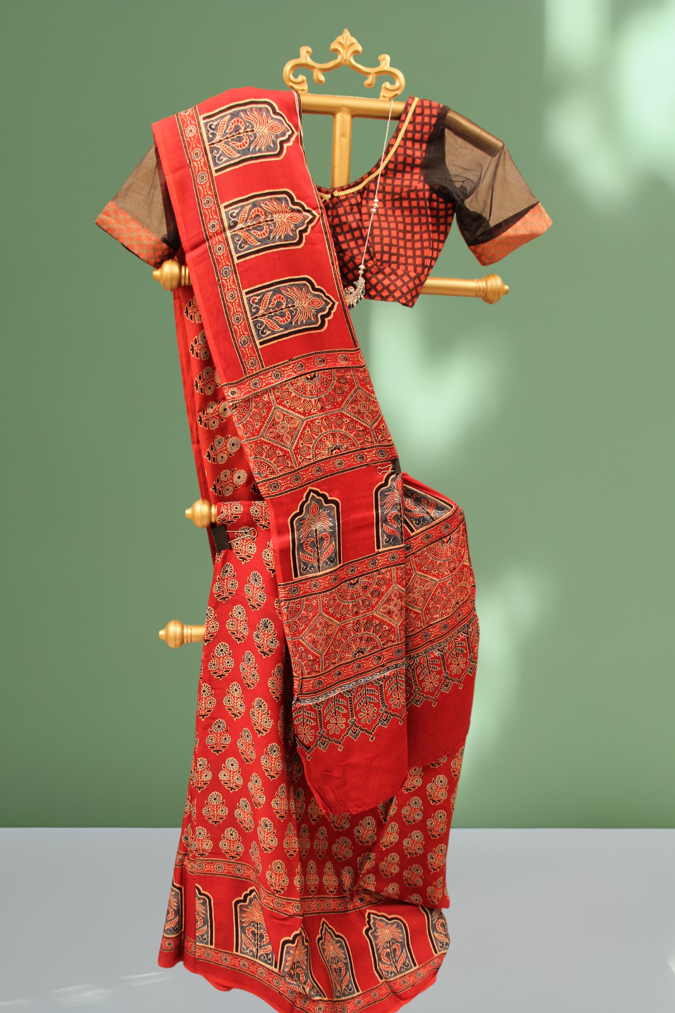 Ajrakh Modal Silk Saree