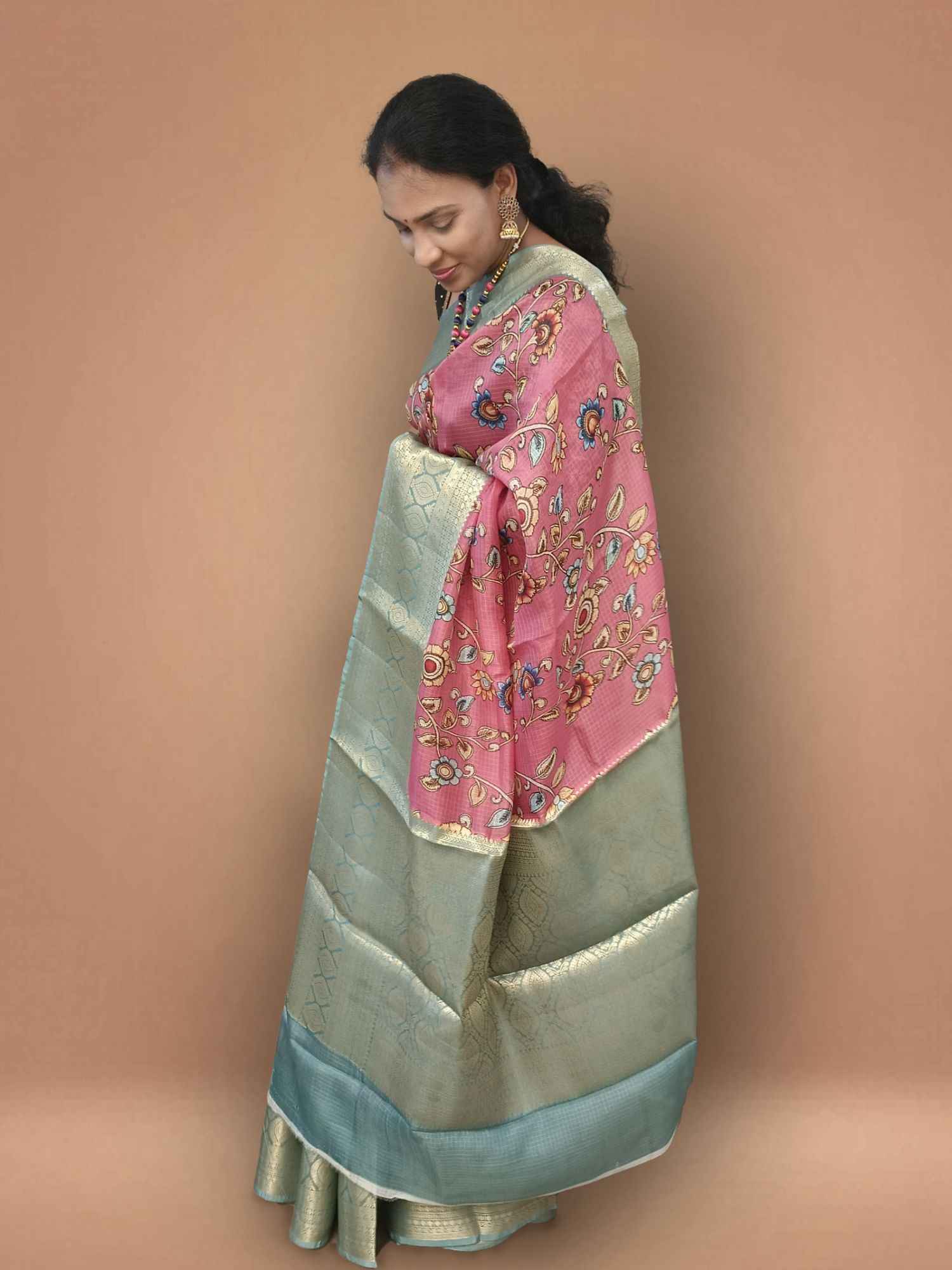 Kalamkari printed kota silk saree