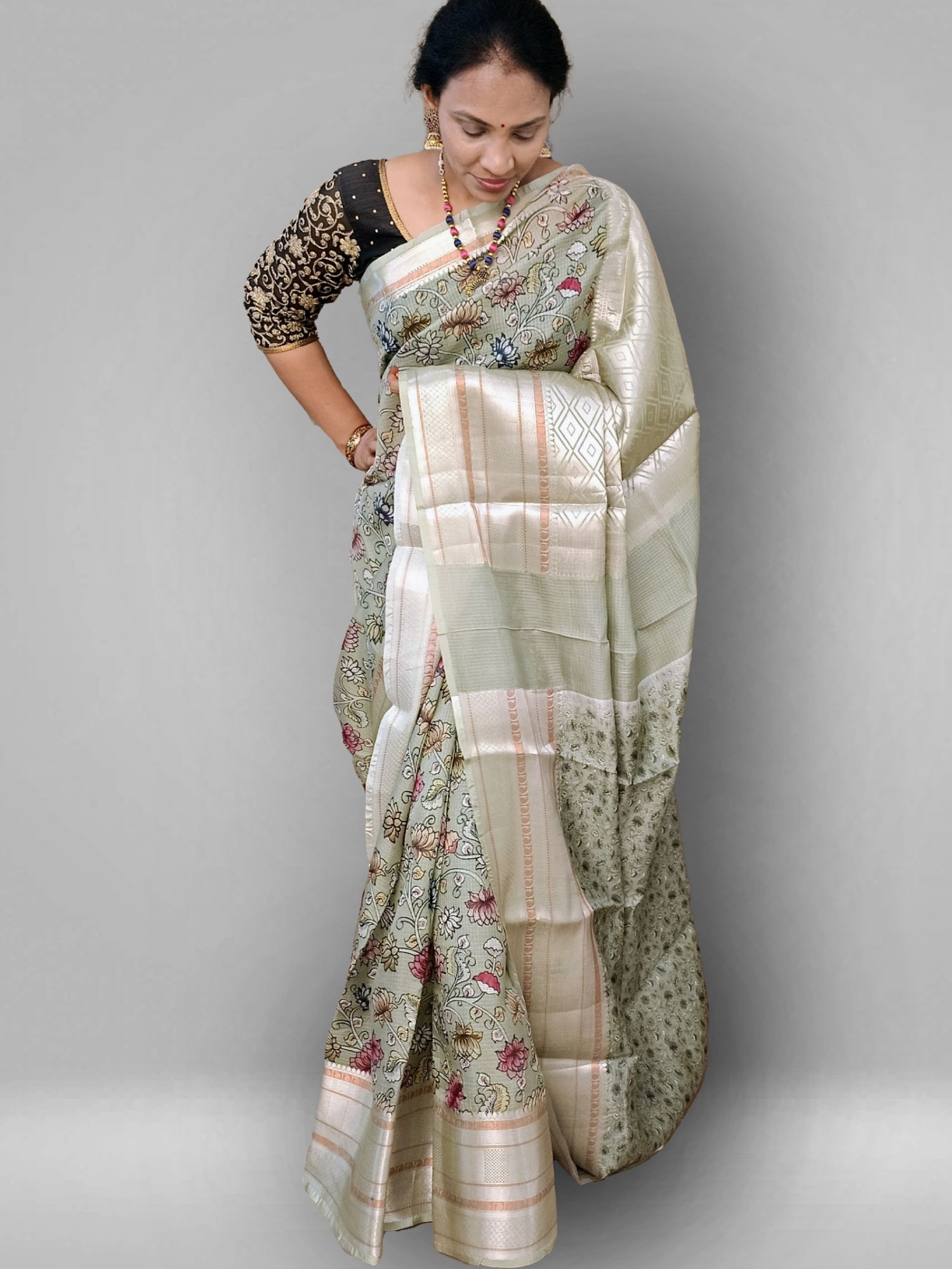 Kalamkari printed kota silk saree