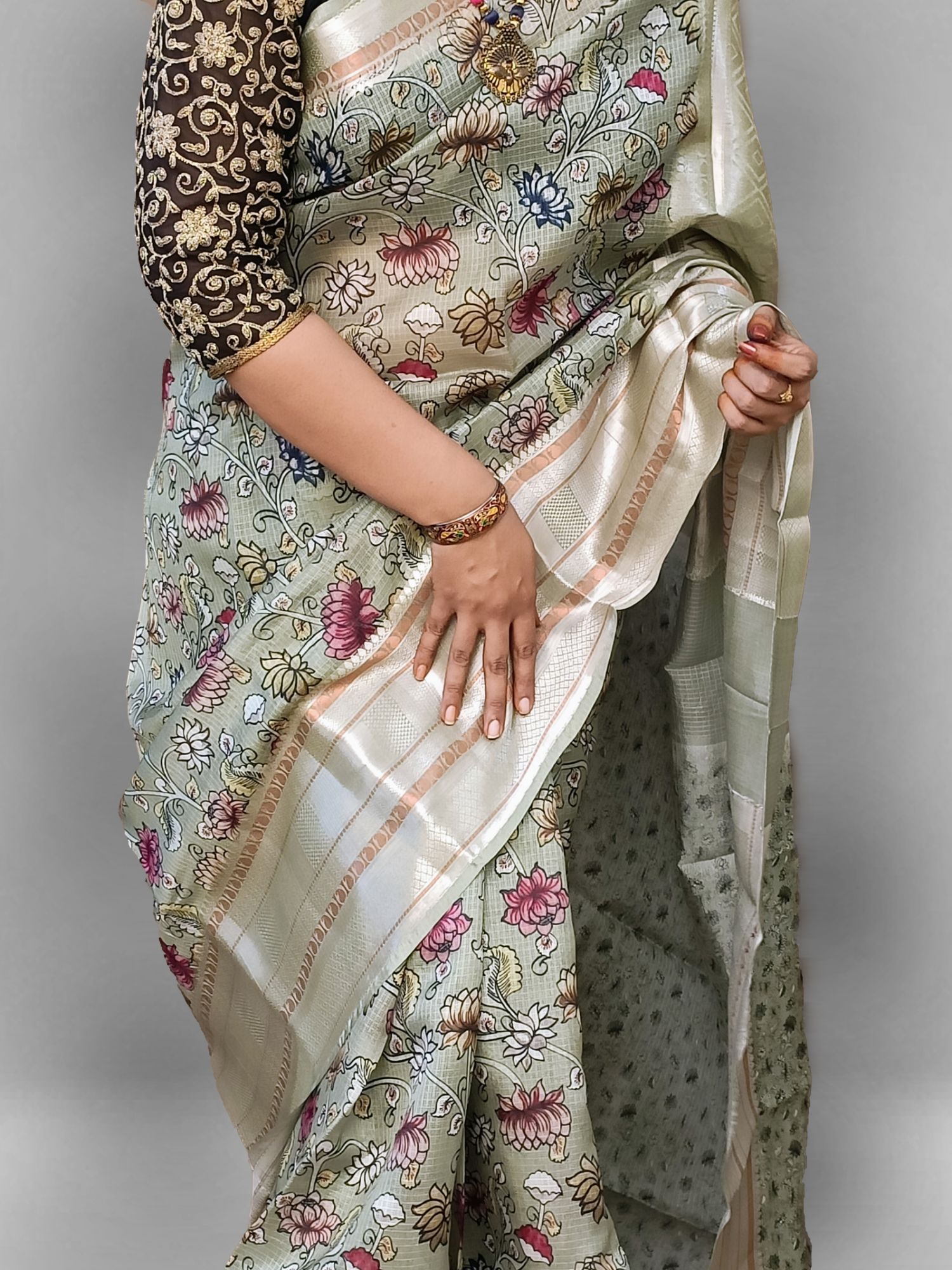 Kalamkari printed kota silk saree