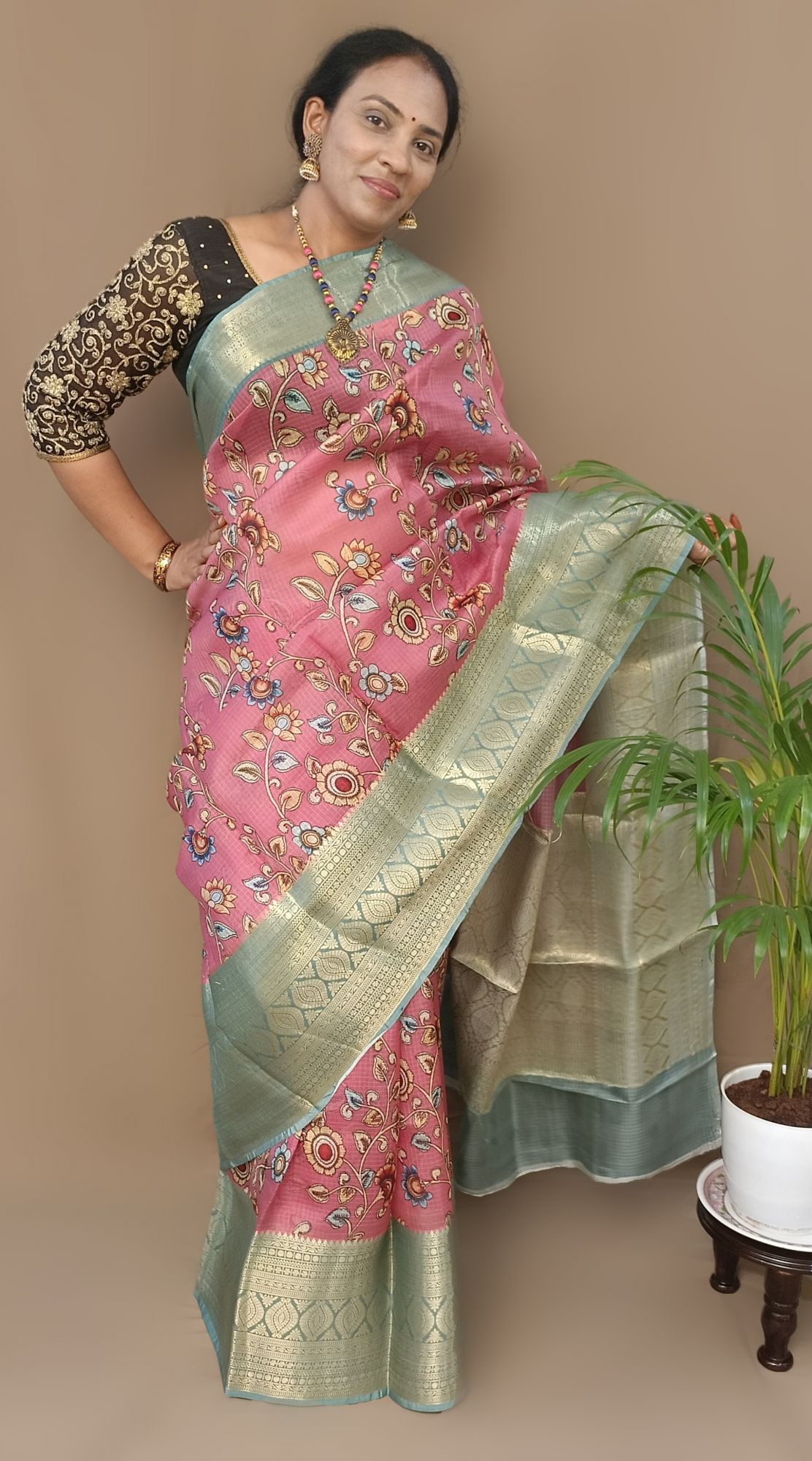 Kalamkari printed kota silk saree