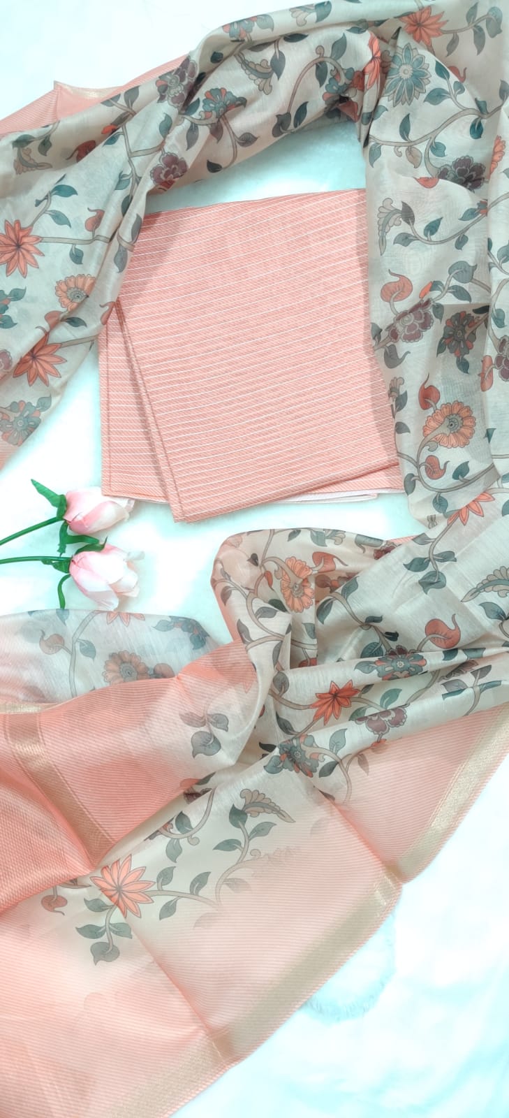 KANTHA CHANDERI 2 PIECE SUIT SET