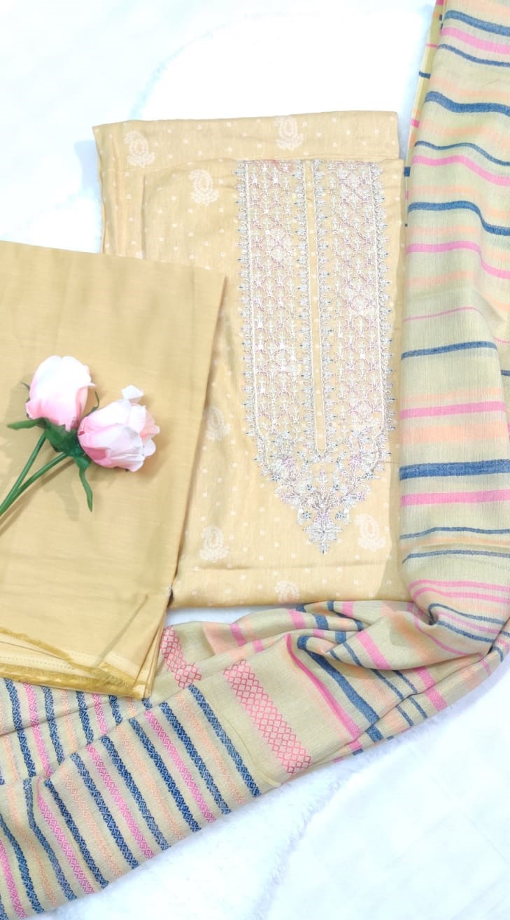 Muslin Embroidered Suit Set