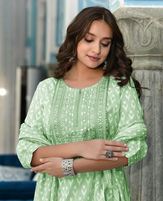 Pastel Green Cotton Suit Set