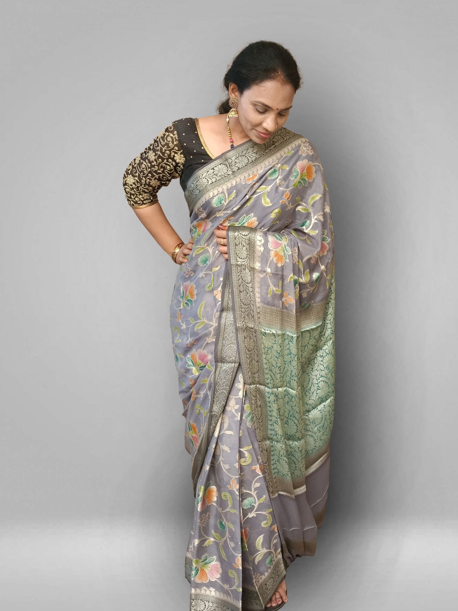 Pure georgette banarasi saree