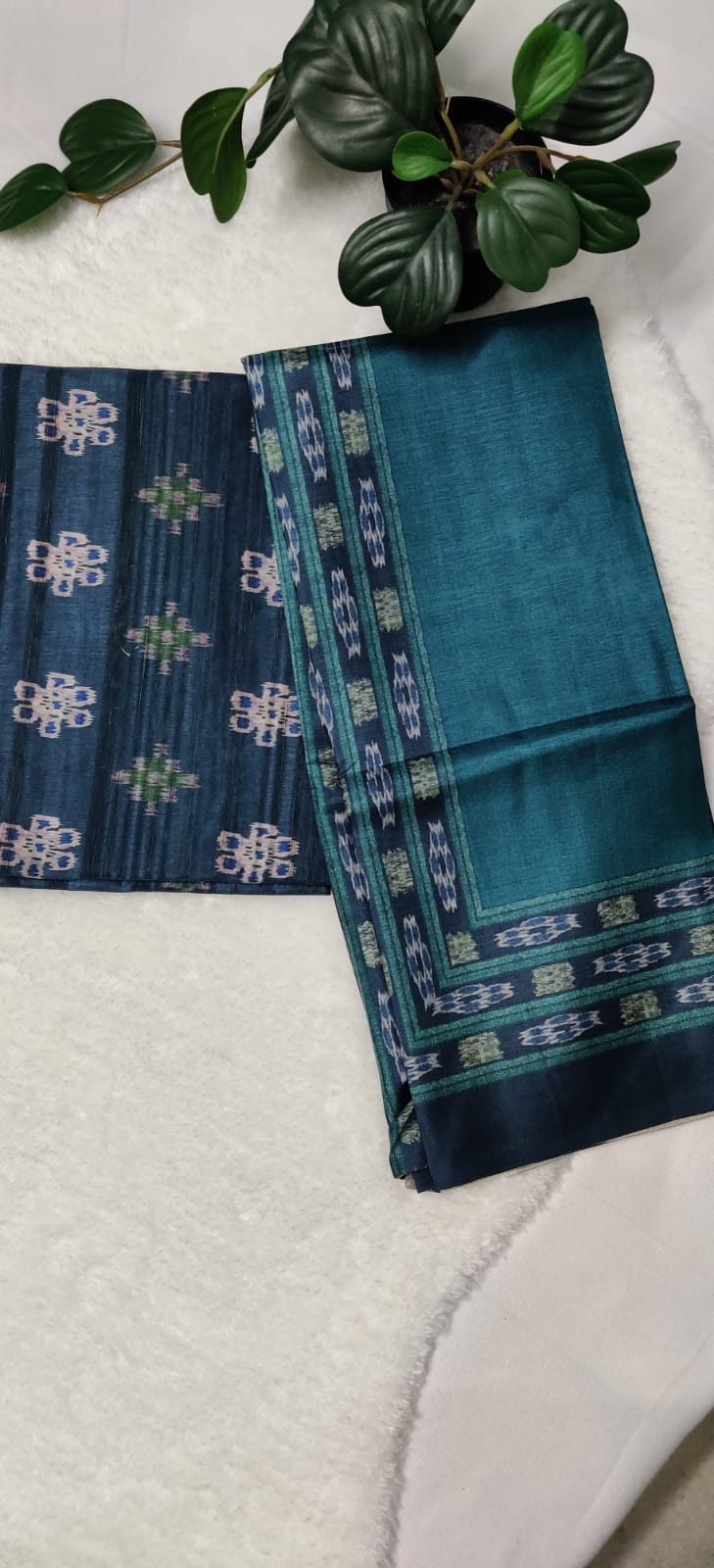 Semi Tussar Silk Ikat 2 Piece Suit Set