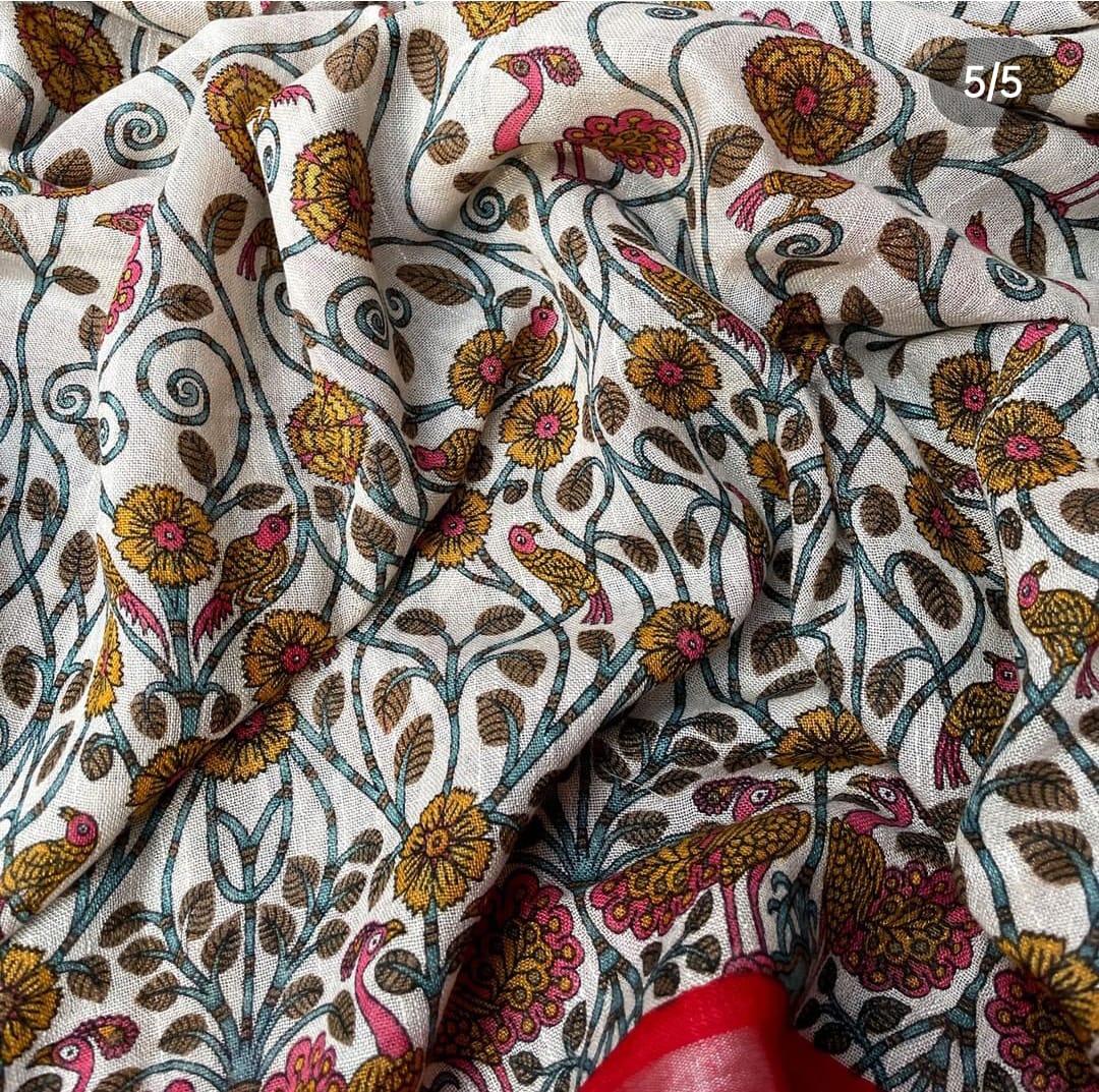 Apple Cinnamon Organic Linen Saree