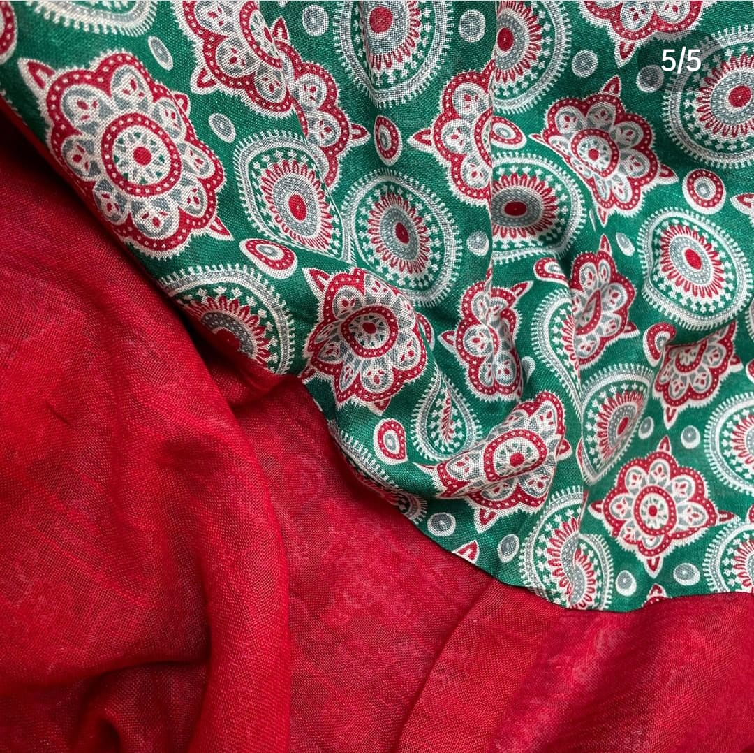 Sea Green Meadallion Organic Linen Saree