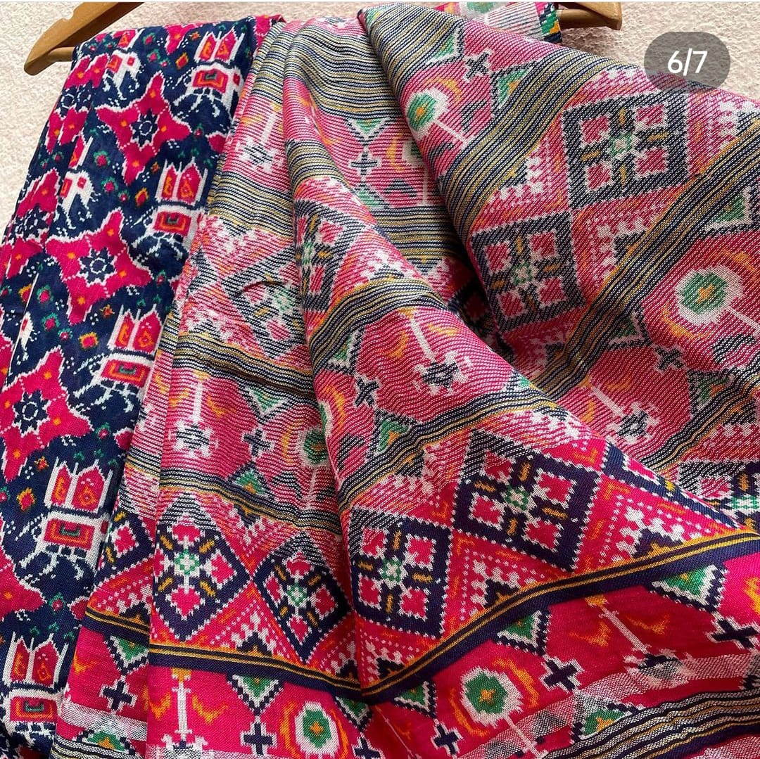 Crown Jewel Patola Organic Linen Saree