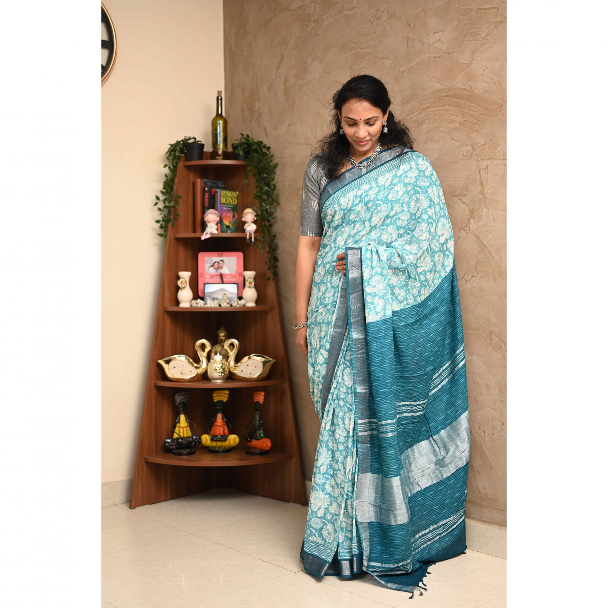 Santosapoppies Organic Linen Saree