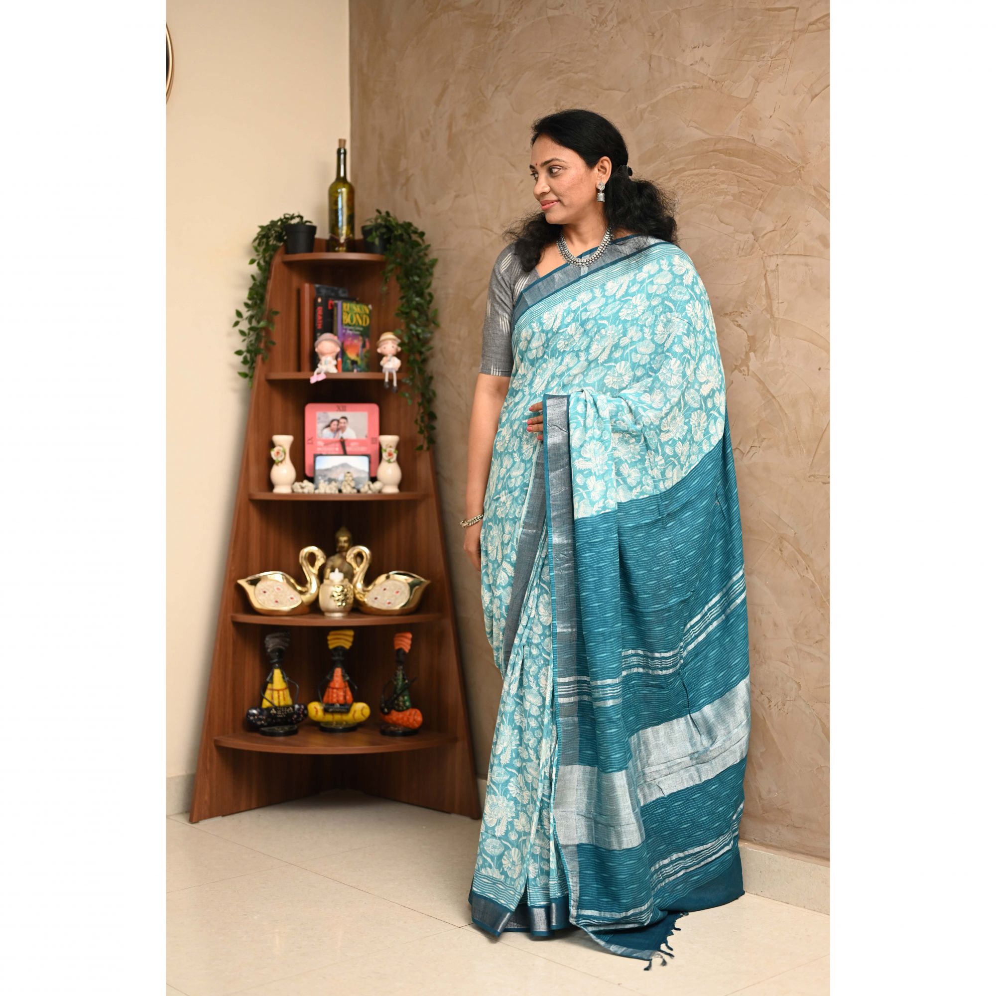 Santosapoppies Organic Linen Saree
