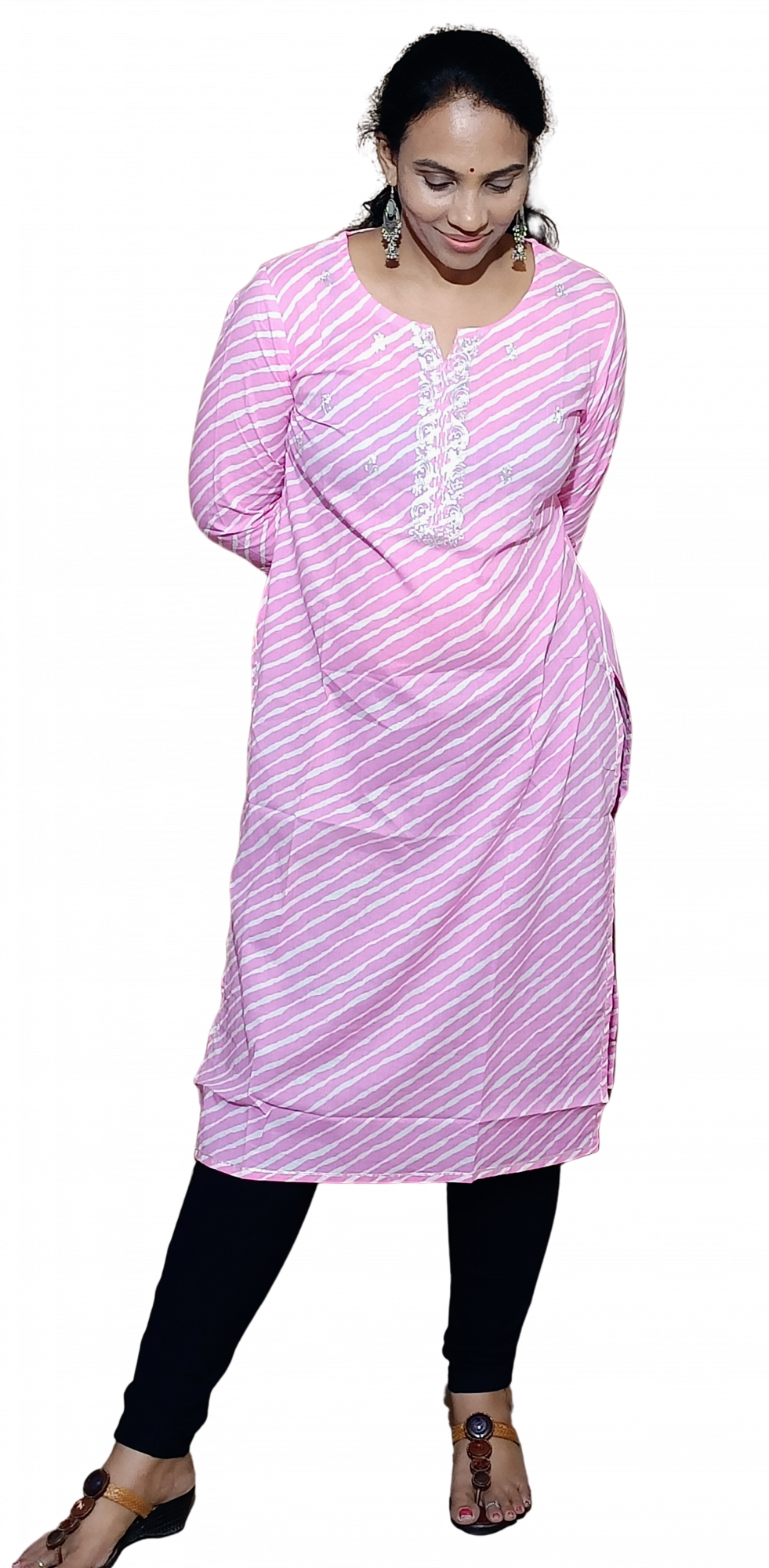 Pink Lehariya Kurti