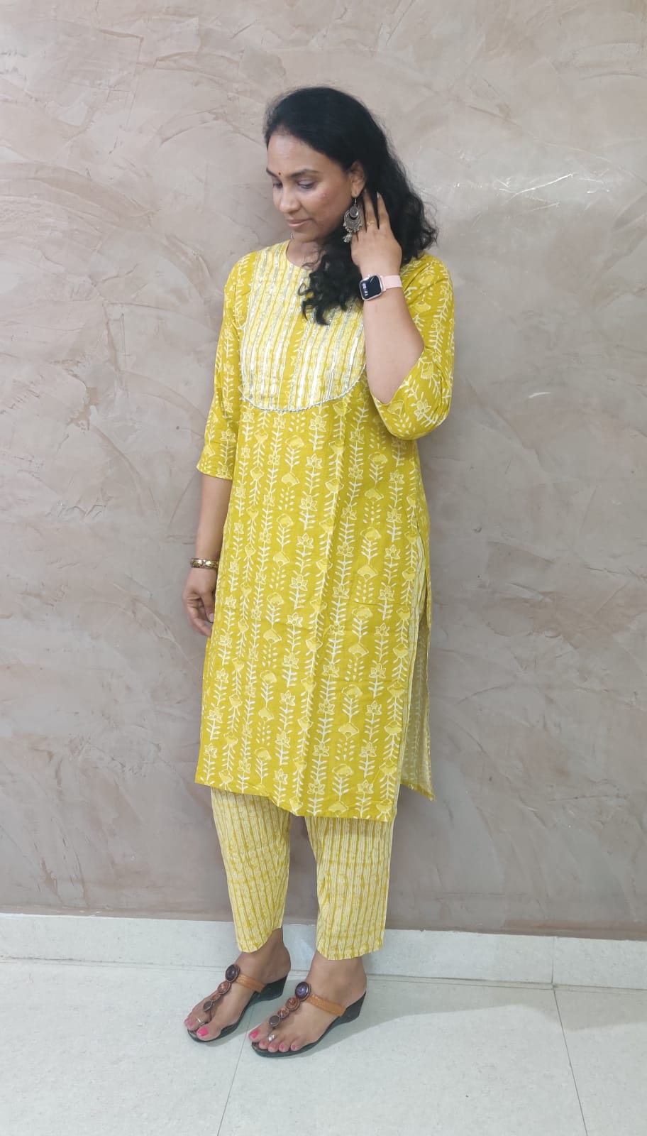 Yellow Color Printed Two Piece Suit Set
