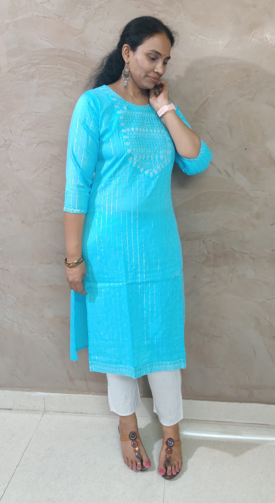 Blue Color Two Piece Suit Set