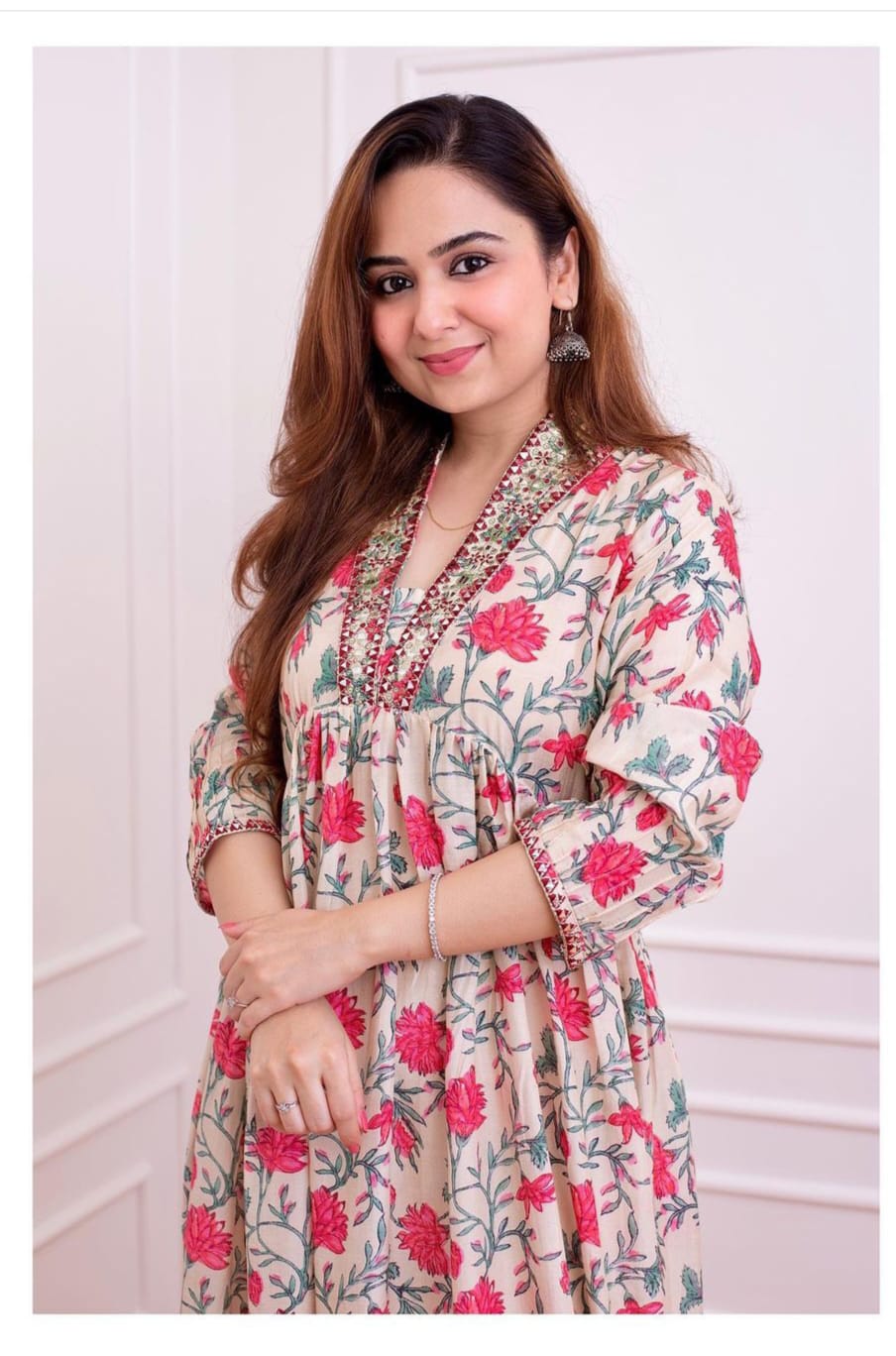 Alia cut floral two piece suit set