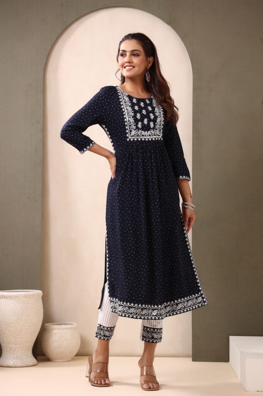 Embroidery Work Naira Cut Two Piece Suit Set