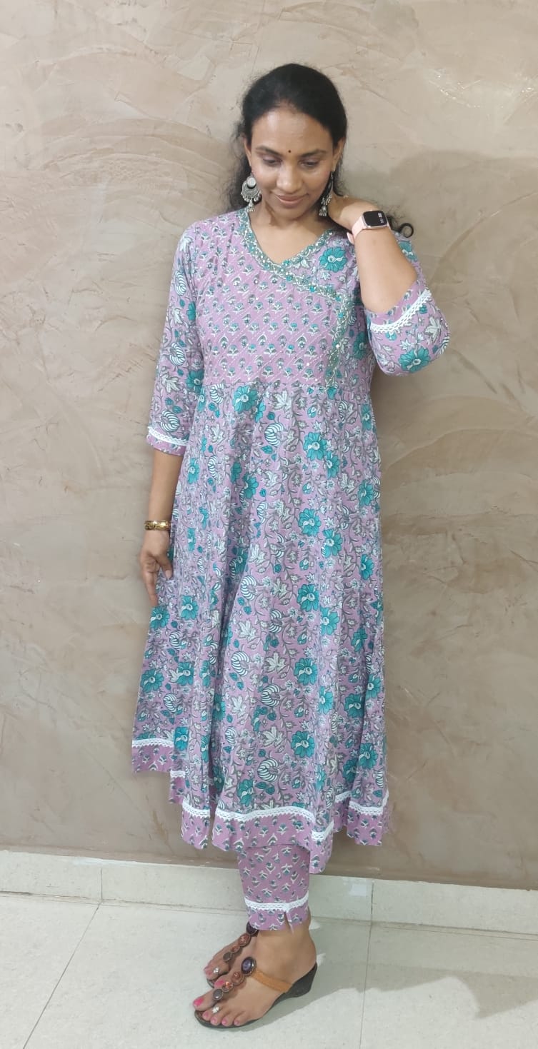 Lavender floral suit set