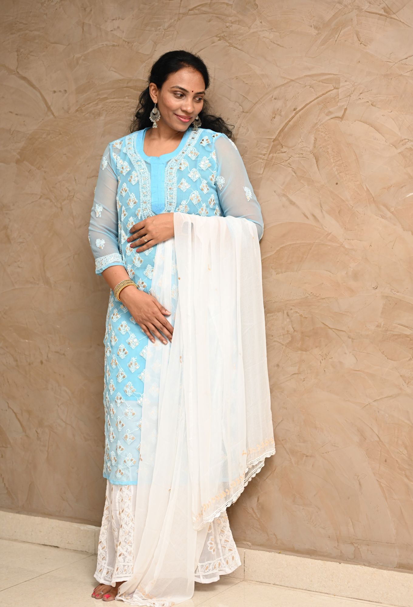 Georgette Chikankari three-piece suit set