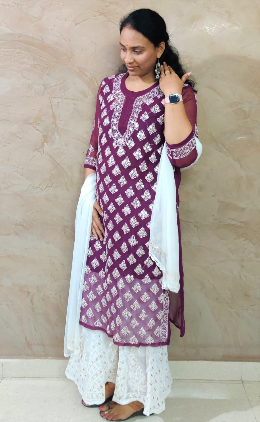 Georgette Chikankari three piece suit set