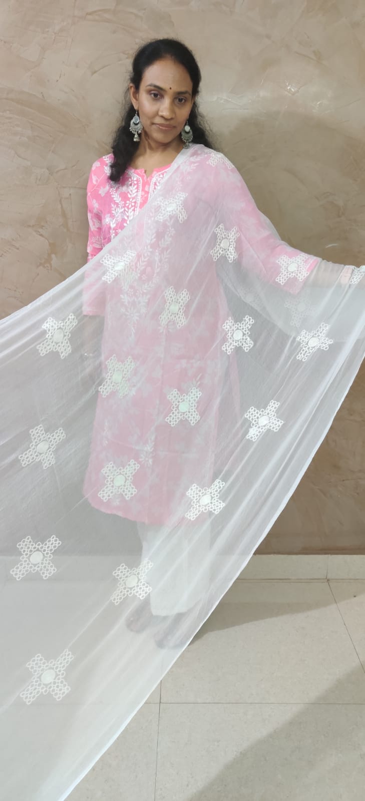 Cotton Chikankari Three Piece Suit Set