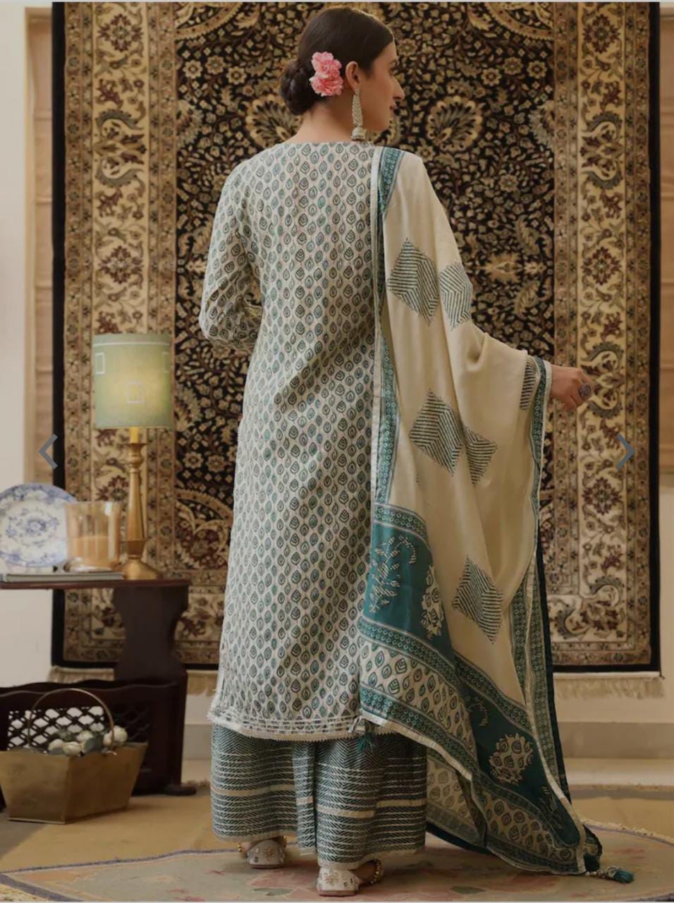 Green suit set with kota doriya work