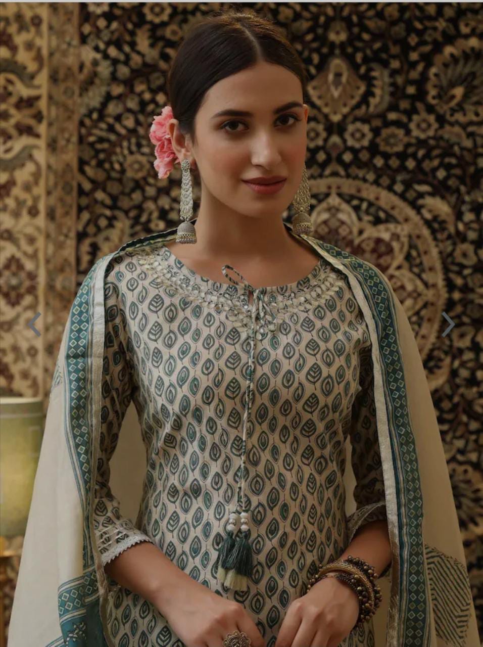 Green suit set with kota doriya work