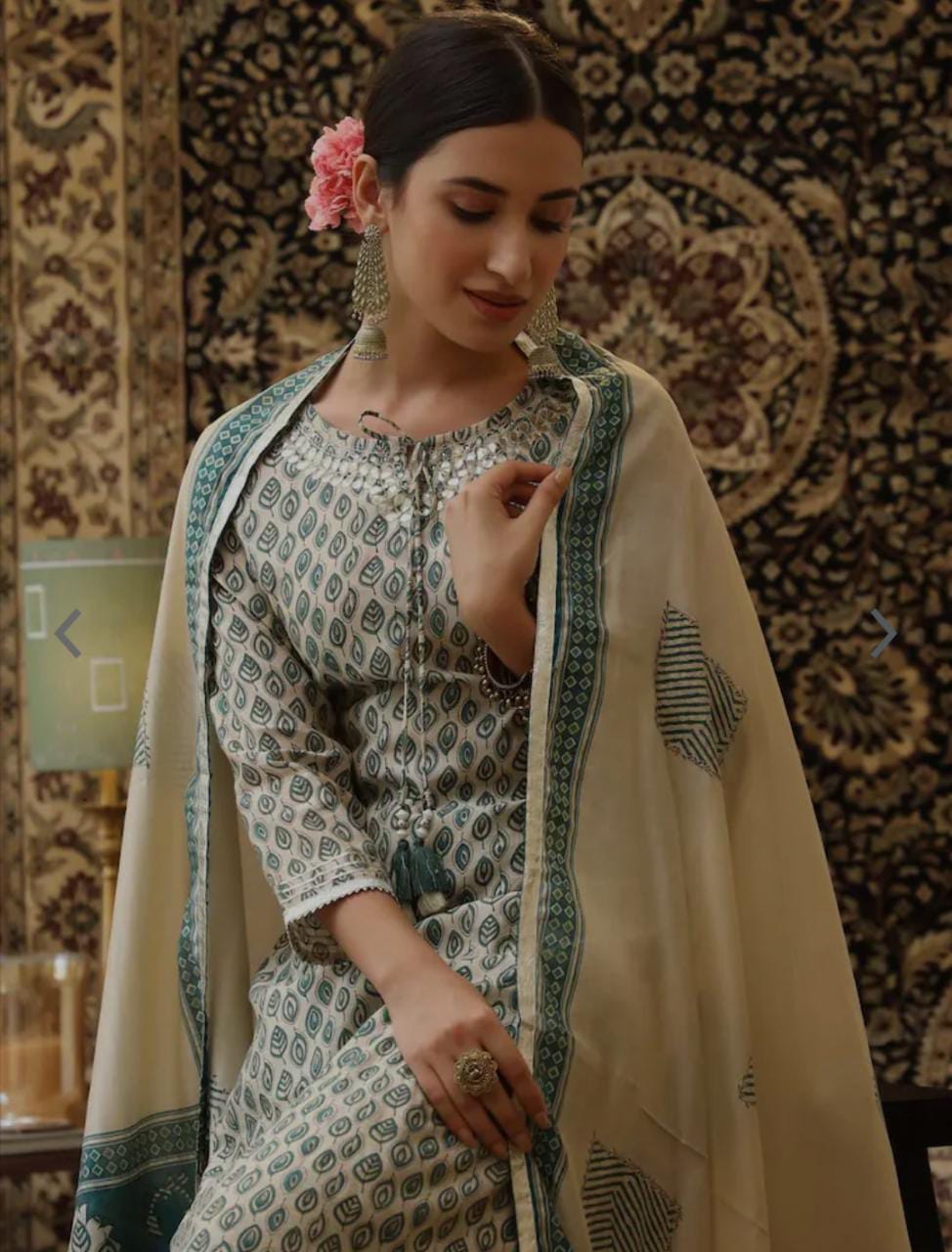 Green suit set with kota doriya work