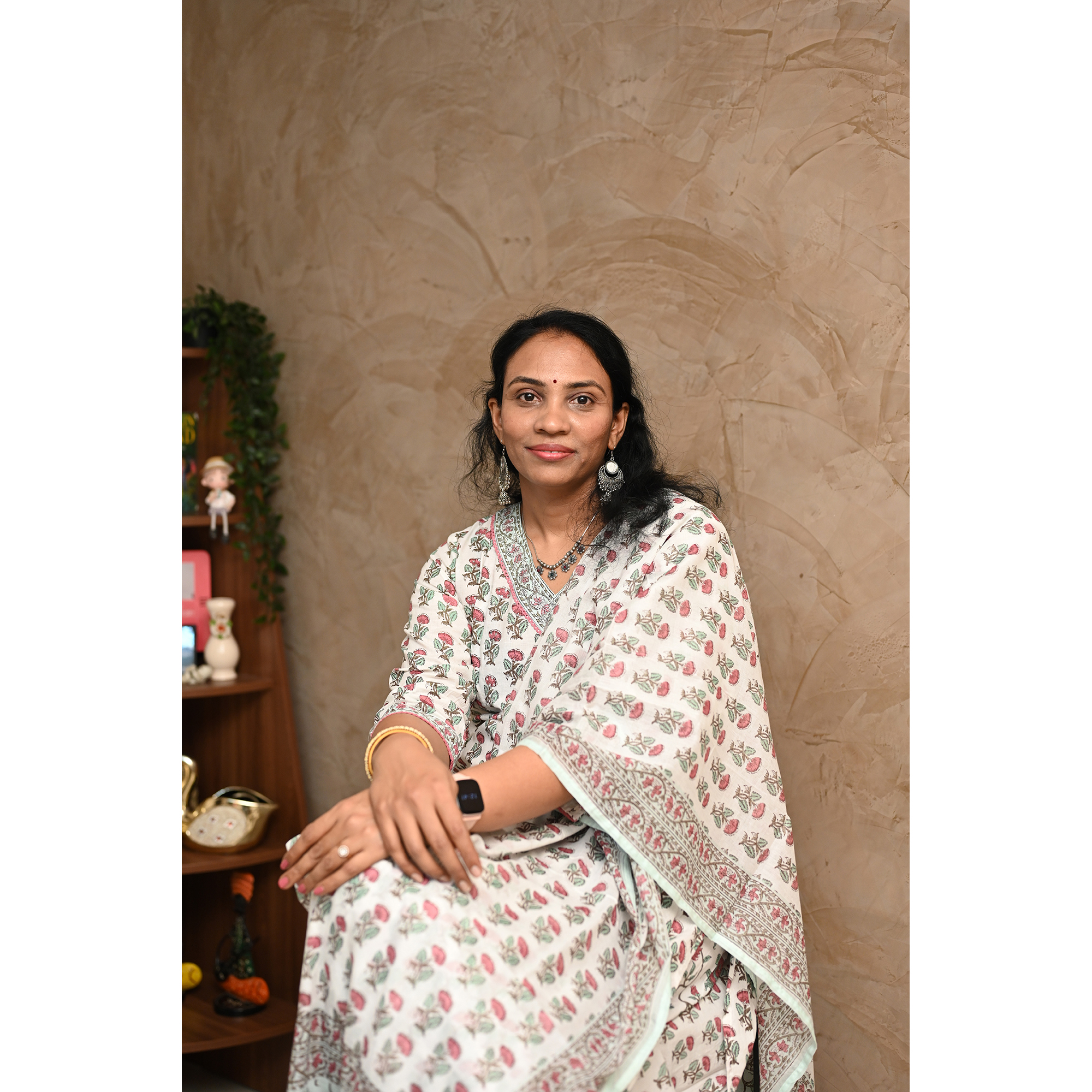 White Floral Cotton Suit Set