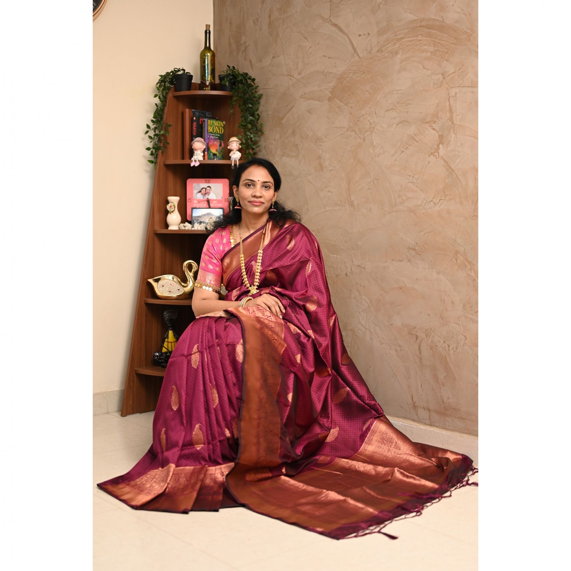 Maroon Semi Kanchipuram Silk Saree
