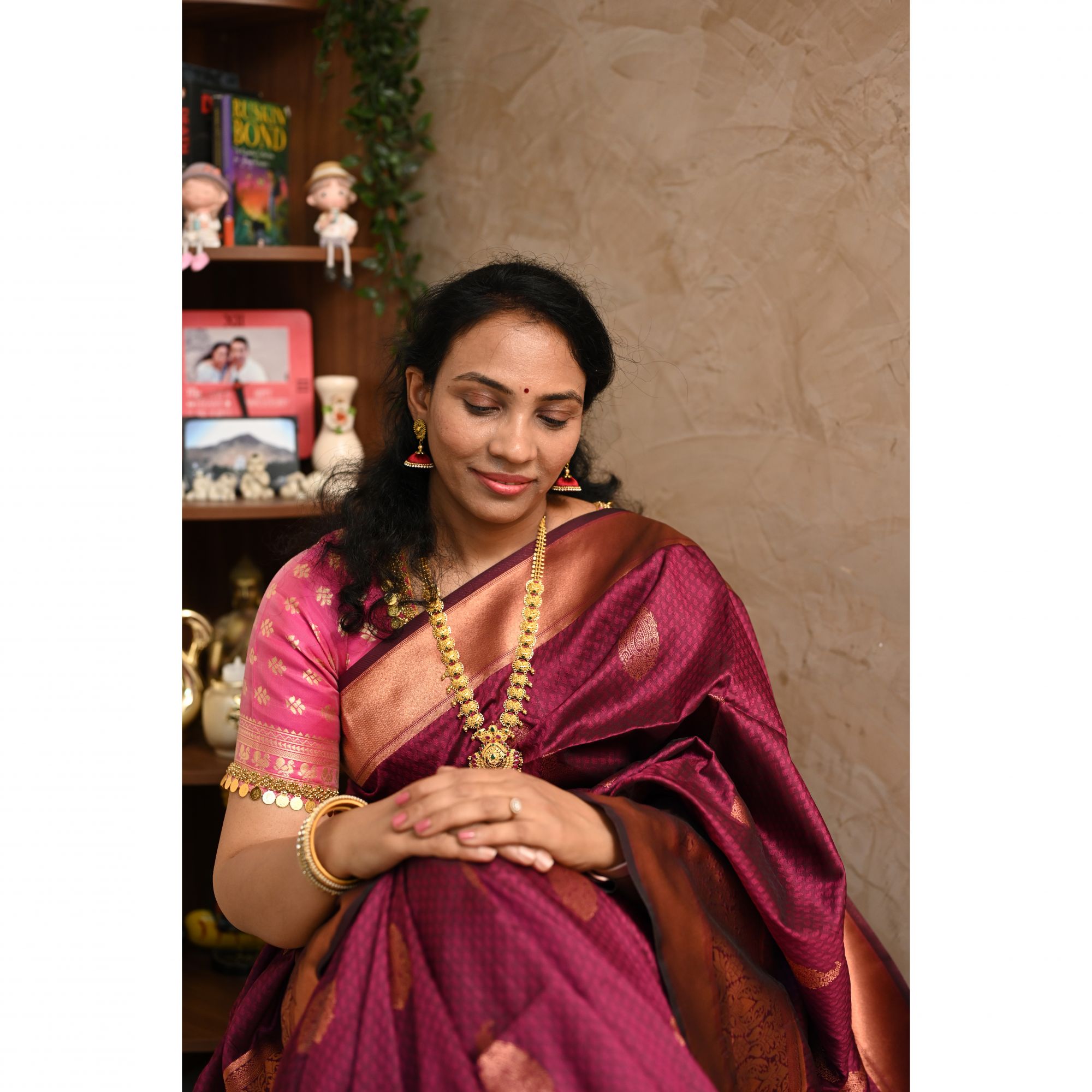 Maroon Semi Kanchipuram Silk Saree