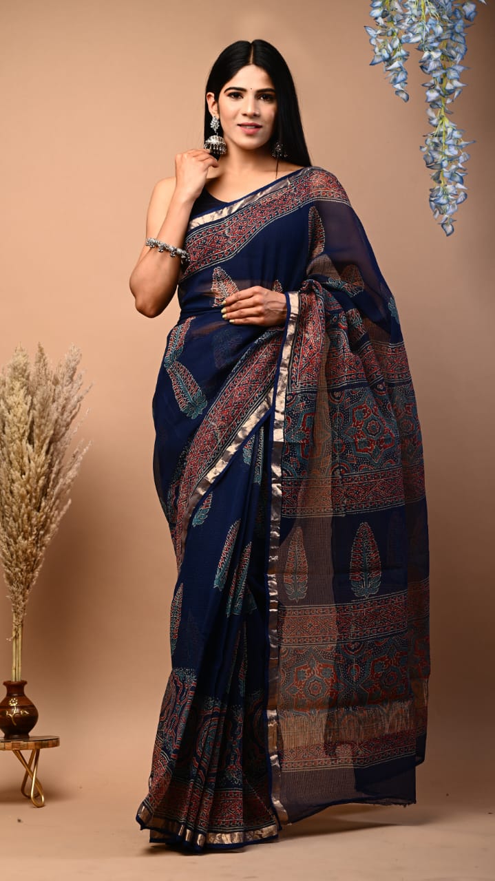 BAGRU HAND BLOCK PRINT KOTA DORIYA SAREES