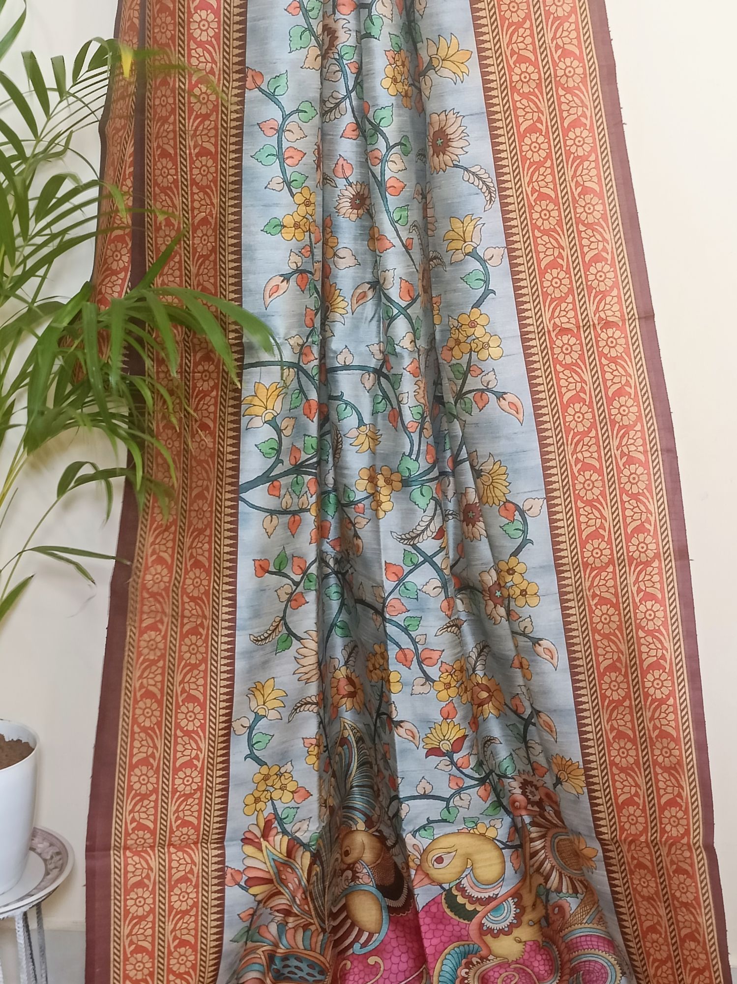 Semi Tussar Kalamkari Saree