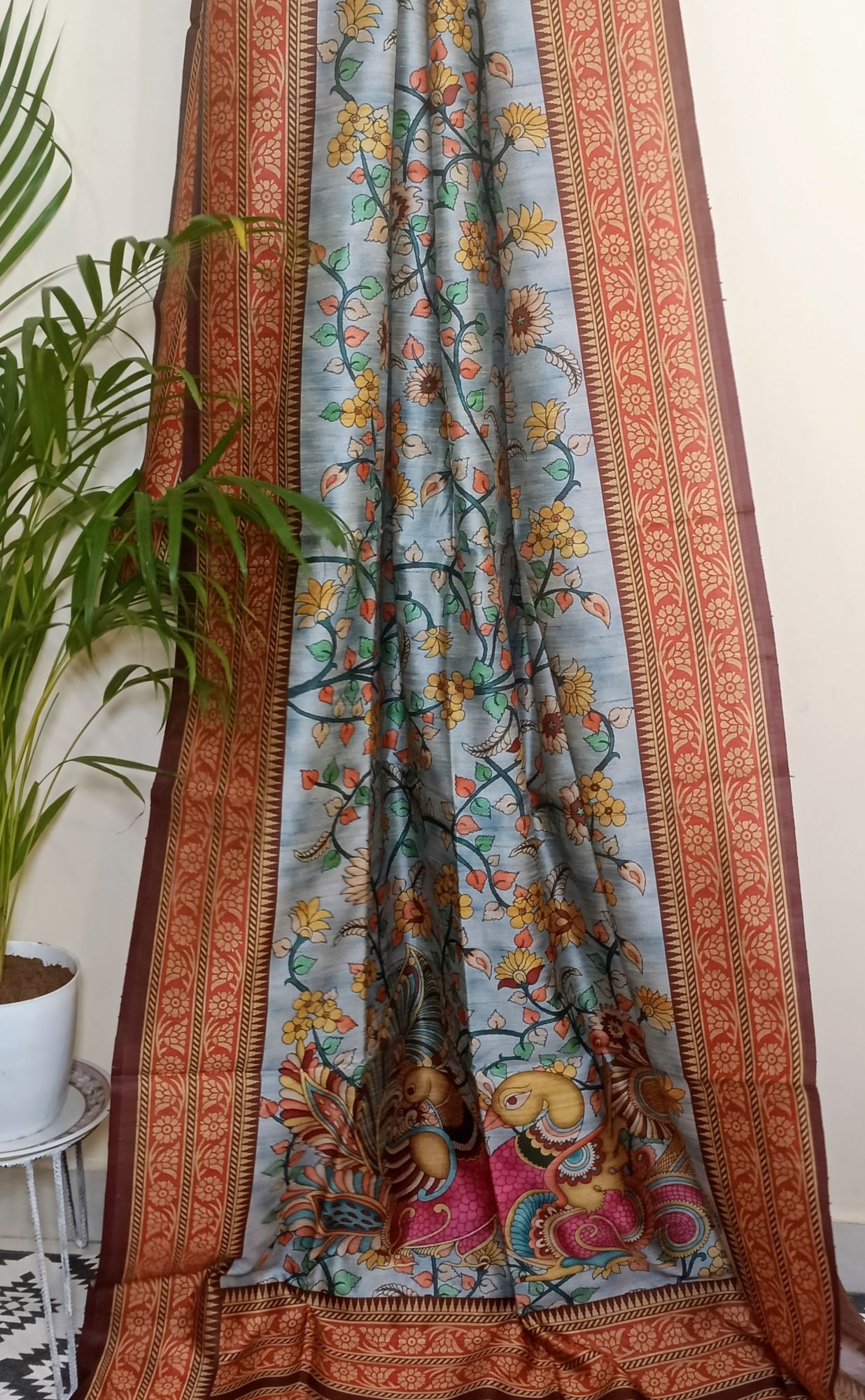 Semi Tussar Kalamkari Saree